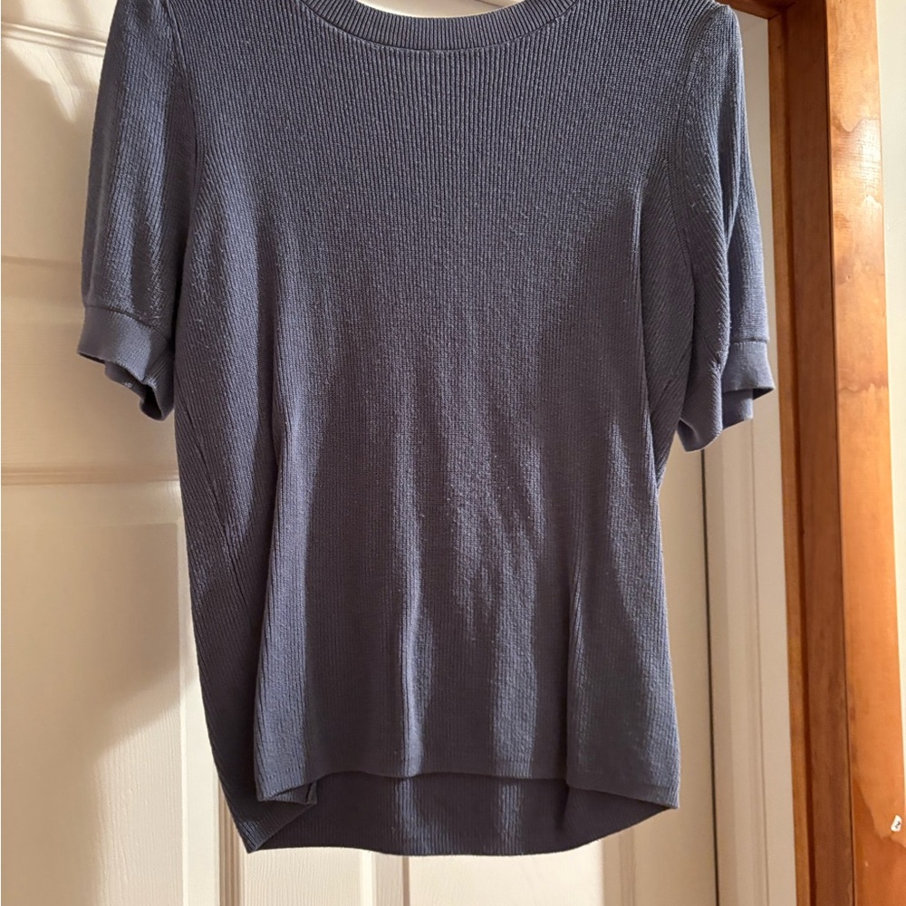 Express Fitted Gray and Blue Short Sleeve Tee